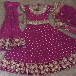 Anarkali floor length fully beaded, 3 pieces- Xs